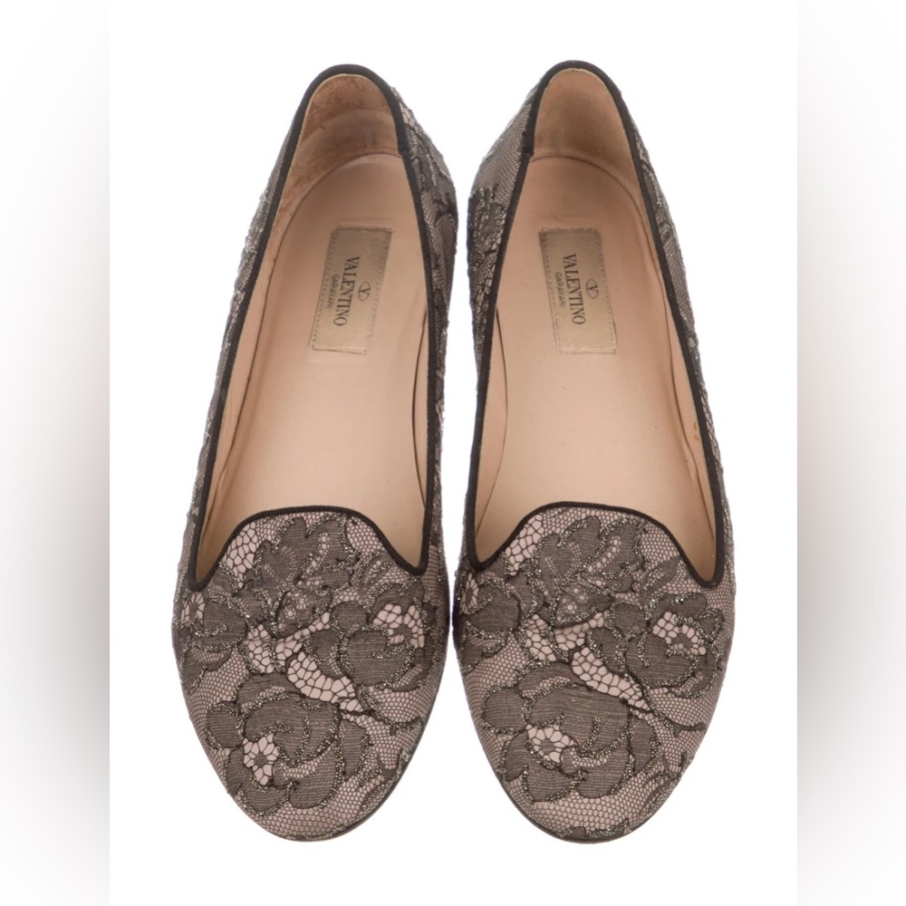 Valentino Caviar-Crystal Lace Smoking Slipper